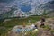 Zip-line guides wait at the summit of Ulriken, the highest point of the Seven Mountains, with safety gear lined up for their