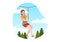 Zip Line Illustration with Visitors Walking on an Obstacle Course and Outdoor Rope Adventure Park in Forest in Cartoon Hand Drawn