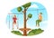 Zip Line Illustration with Visitors Walking on an Obstacle Course and Outdoor Rope Adventure Park in Forest in Cartoon Hand Drawn