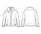 Zip-up Bomber leather jacket technical fashion illustration with fur shearing, oversized, long sleeves, welt pockets