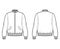 Zip-up Bomber ma-1 flight jacket technical fashion illustration with Rib collar, cuffs, waist, oversized, long sleeves