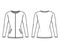 Zip-up cardigan Sweater technical fashion illustration with rib crew neck, long sleeves, fitted body, knit trim, pocket