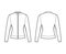 Zip-up cotton-jersey sweatshirt technical fashion illustration with relaxed fit, crew neckline, long sleeves jumper
