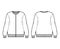 Zip-up cotton-terry oversized sweatshirt technical fashion illustration with relaxed fit, crew neckline, long sleeves