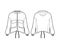 Zip-up hooded paneled track jacket technical fashion illustration with utility flap pockets, oversized, long sleeves,