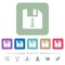 Zipped file flat icons on color rounded square backgrounds