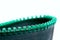 Zipper with large green plastic teeth on a synthetic braid