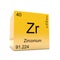 Zirconium chemical element symbol from periodic table