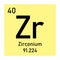 Zirconium chemical symbol