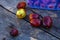 Ziziphus on old wooden boards assembled in plastic food boxes.