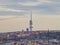 Zizkov Televison Tower in Prague, as seen from the Petrin Tower