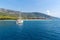 ZLATNI RAT, CROATIA - September 1, 2019: Zlatni Rat beach Golden Horn or Golden Cape, Island Brac, Croatia. The most famous