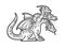 Zmei Gorynich three headed dragon sketch raster