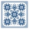 Zmijanje retro embroidery style vector design in square wtih flowers  - traditional folk art design from Bosnia and Herzegovina