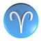 ZODIAC ARIES ICON blue circle push button - 3D rendering illustration