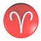 ZODIAC ARIES ICON red circle push button - 3D rendering illustration