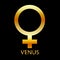 Zodiac and astrology symbol of the planet Venus in gold colors