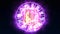 Zodiac circle rotate grow and show all 12 zodiac sign and name and purple spark effect