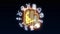 Zodiac circle rotate grow and show all 12 zodiac sign and name under deep blue sea and spark effect