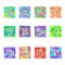 Zodiac Colorful Horoscope Square Vector Icons Set. Vector in addition