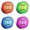 ZODIAC GEMINI ICON colored circle push button Set - Vector illustration