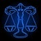 Zodiac horoscope art with neon blue libra