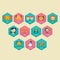 Zodiac horoscope icon set in cartoon flat vector drawing illustration color-full