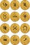 Zodiac Horoscope Icons - Gold Coin