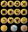 Zodiac Horoscope Icons - Gold Round