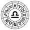 Zodiac Libra symbol inside of horoscope circle