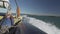 zodiac rubber speed boat on atlantic ocean for dolphin watching