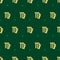 Zodiac seamless pattern. Repeating virgo gold sign with stars on the green background. Vector horoscope symbol