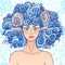 Zodiac sign Aries. Blue sheep lady.