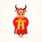 Zodiac sign of the bull of 2021. Red cheongsam dress. Chinese New Year Character Design Concept. Year of the bull.Vector