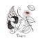 Zodiac sign Cancer. Cute crustacean with a flower sitting in a shell. Vector