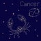 Zodiac sign Cancer on the starry sky