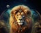 The Zodiac sign of the fantasy lion has a golden decoration.