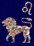 Zodiac sign Leo with colorful muted mosaic shapes