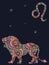 Zodiac sign Leo with colorful wavy shapes