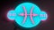 Zodiac sign Pisces on a dark background. Neon shine