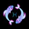 Zodiac sign Pisces neon