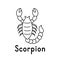 Zodiac sign Scorpion. Line style. Icon on white background. Vector
