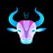 Zodiac sign taurus neon