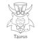 Zodiac sign of Taurus in the steampunk style. Black and white coloring