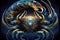 Zodiac signs - Cancer, fantastic crab on a dark background, astrology, mysticism, esotericism - Generative AI