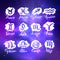 Zodiac signs glowing collection