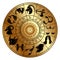 Zodiac signs on a gold disk