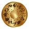 Zodiac signs on a gold disk