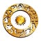 Zodiac signs on a gold disk IO
