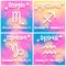 Zodiac signs set - Scorpio, Sagittarius, Capricorn, Aquarius - Colorful trendy design